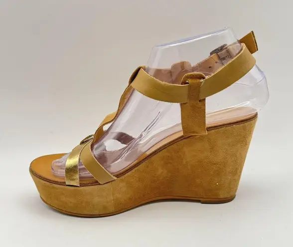 barney's new york Wedge Sandals -brown/gold- Size 37 (US Size 6.5-7)