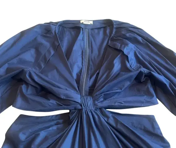 Jason Wu Navy Blue Mini Dress Long Sleeve Cutout Flowy Skirt Cotton Size Small