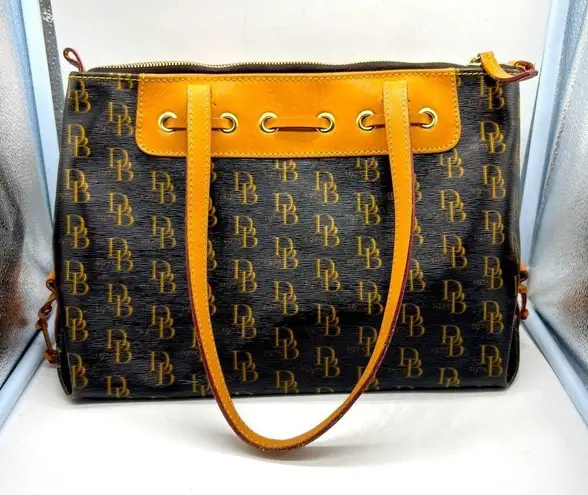 Dooney & Bourke  signature D&B logo black and tan leather bag