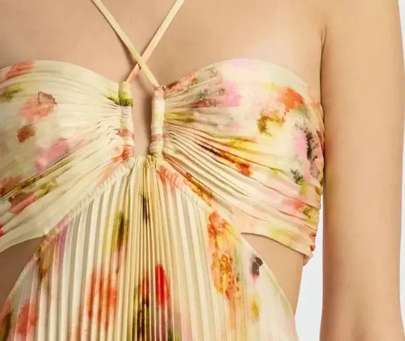 ALC Frank NEW A.L.C. Moira Floral Satin Pleated Halter Cutout Maxi Dress sz 10