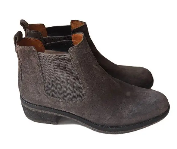 Gabor Charcoal Gray Grey Pepper Suede Chelsea Ankle Boots Pull On Elastic Bootie Size 7