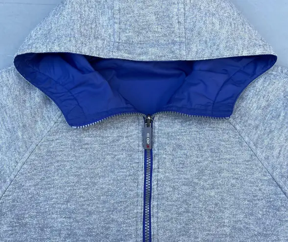 E02 Vintage Blue Reversible Zip Up Windbreaker Hoodie Jacket