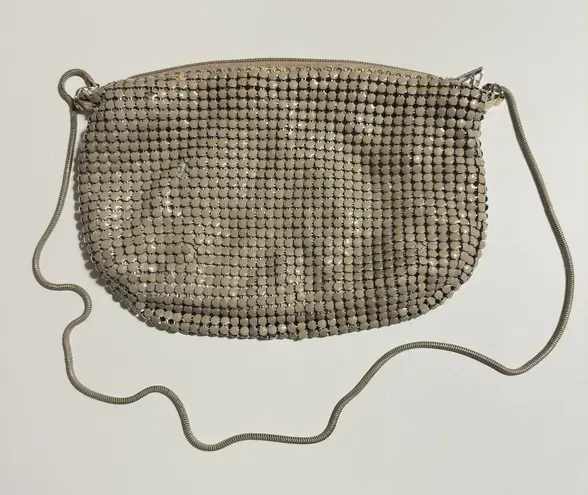 Vintage Chainmail Purse Evening Bag Shoulder Chain Strap Taupe Retro Party