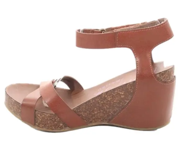 blowfish  Brown Faux Leather Cork Wedge Sandals Size 9