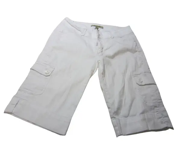 Y2K White Cargo Capri Shorts Clash Size 5 Women’s Stretch