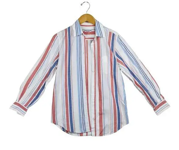 Vintage Escada Sport 1990s cotton lightweight casual smart blouse striped white