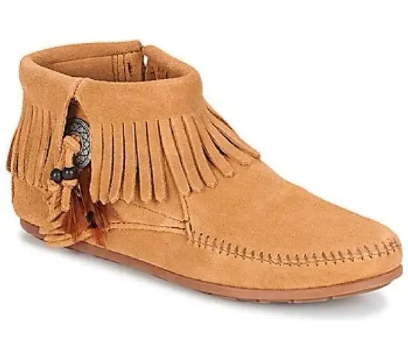 Minnetonka CONCHO FEATHER SIDE ZIP BOOT - Camel - Size 7