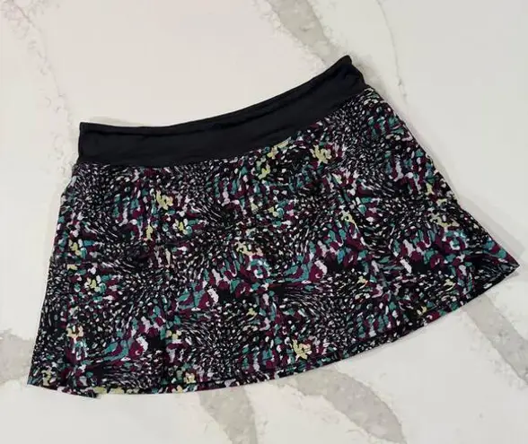 Lija Pindot Swing Printed Tennis Skort Skirt Womens Medium Black/Purple Athletic Purple