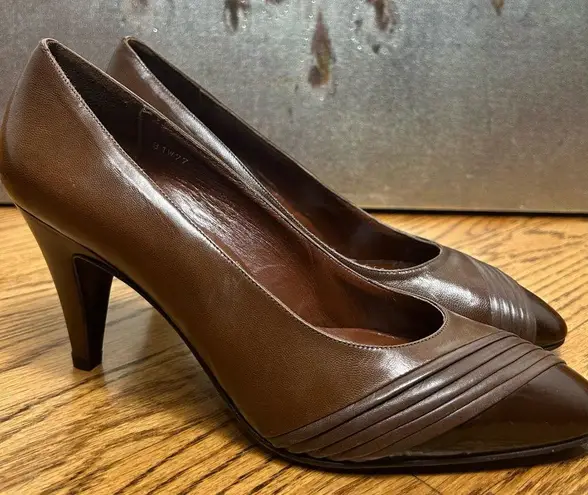 VTG 80’s Florsheim Two Tone Chocolate Brown Italian Leather Heels Size 9