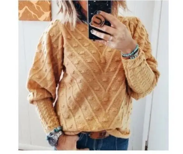 Ces Femme Sweater Dot Wool Mohair Textured Bobble Chevron Lattis Fall Chunky S Orange