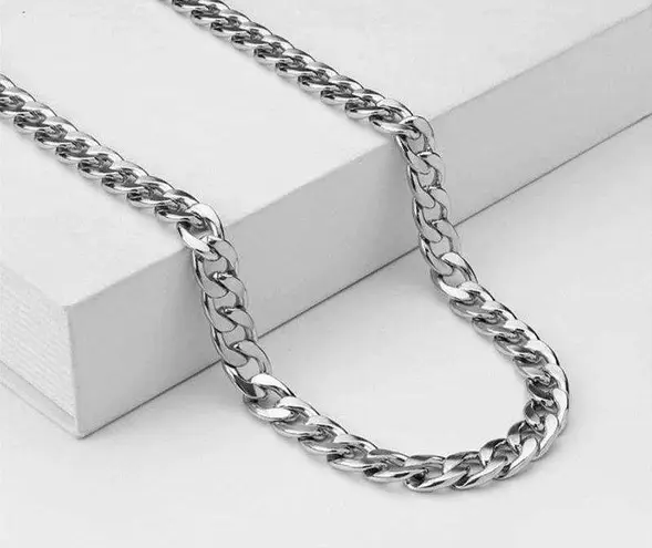Link Chain Necklace for Men Women Streetwear Unisex Hip Hop Style Silver