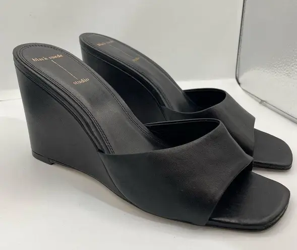 Black Suede Studio leather slip on wedge sandals women size 41/ 10US
