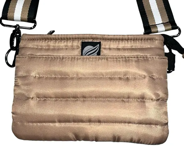 Think Royln Small Tan Nylon Quilted Bum Bag Crossbody Purse Bag