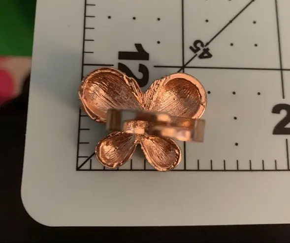 Gold/Rose Gold Rhinestone Butterfly Ring // Adjustable Band // Chunky, Large
