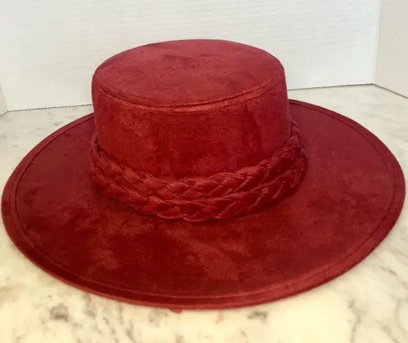 Custom Maroon Suede Style Hand Painted Western Hat OS Red