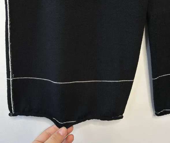 LIVIANA CONTI Pants Size XS Quiet Luxury Knit Wide Leg Cropped Wool Black Italy