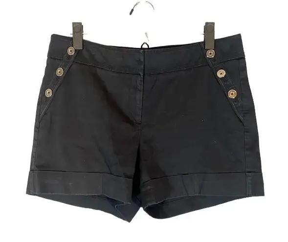 White House | Black Market  Black Button Detail Cuffed Shorts Women Sz 8