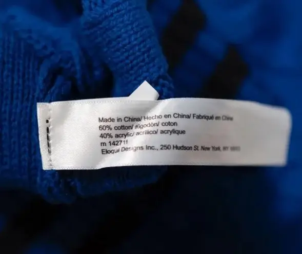 Eloquii NEW Cold Shoulder Cable Knit Stretch Turtleneck Pullover Sweater Blue