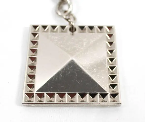 Genna DeRossi Spike Bag Charm Purse Charm Keychain Pyramid Spike Silver