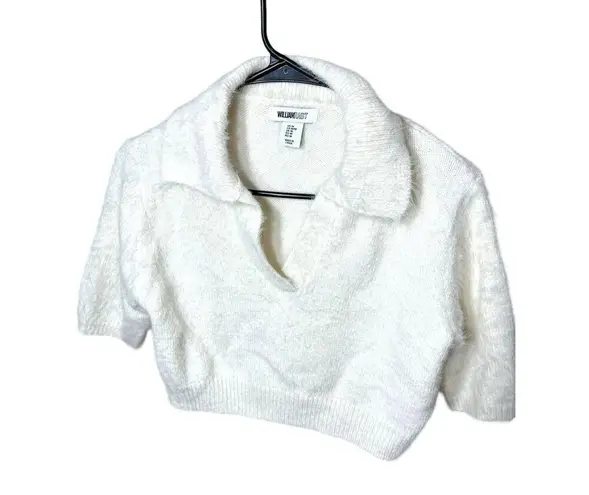 William Rast White Collared Crop Top Size M NWT