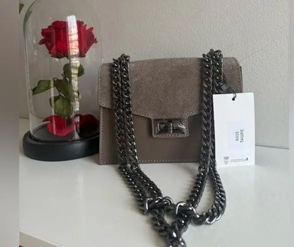 New trending color Italian purse / bag / perfect for night out/ suede leather​ Brown