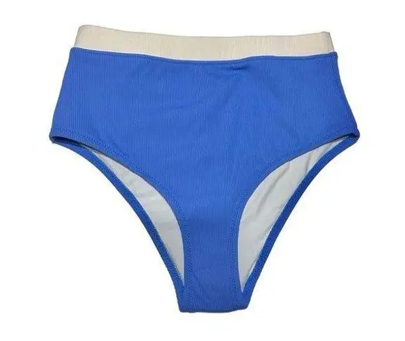 Solid & Striped Sz XS The Selena Blue Bikini Bottom Solid Micro Rib Poolside NWT