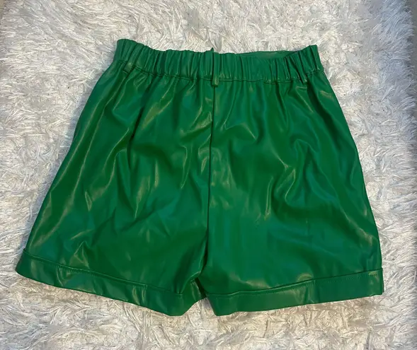 Green Leather Shorts Size M