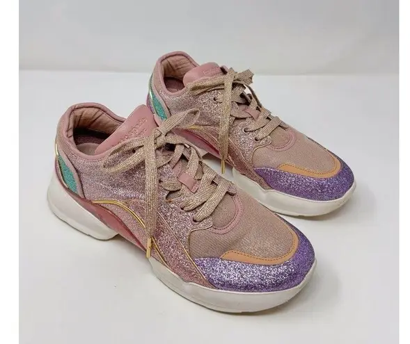 Kate Spade Cloud Womens Shoes Pink Leather Glitter Sneakers Trainer US 10 M