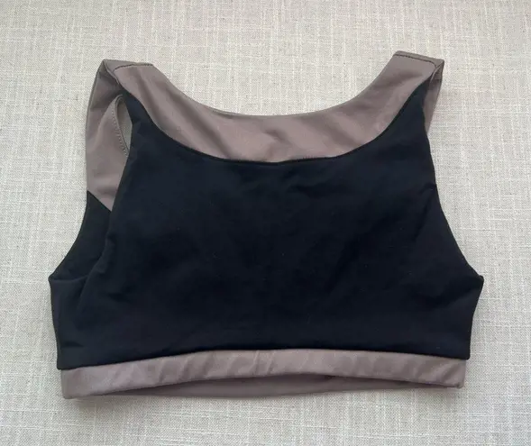 live the process , Brown and Black Sports Bra| Size XS