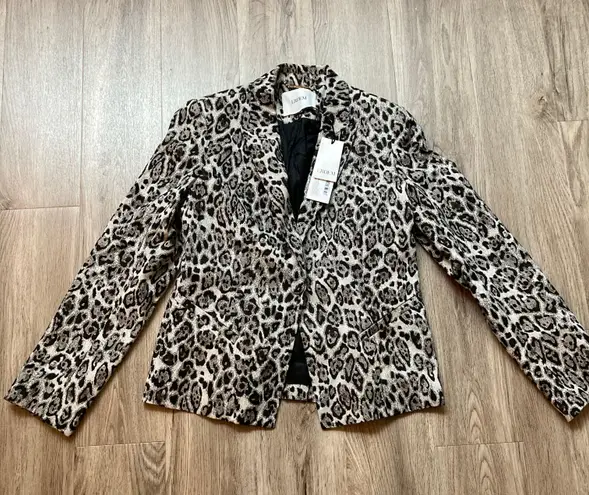 Erdem Iris Leopard Jacquard Single Breasted Blazer Size 10 NWT