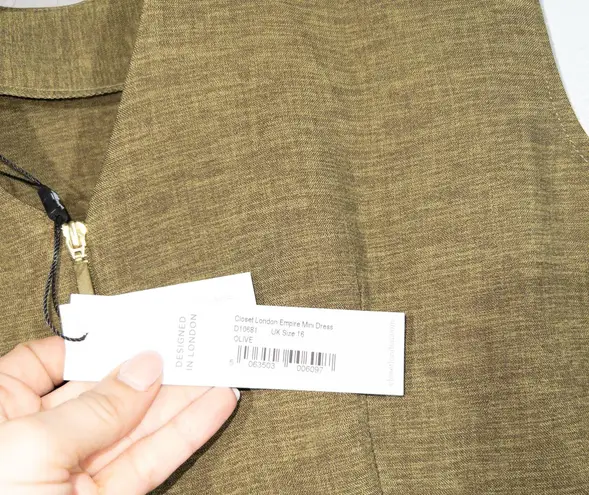 Closet London NWT Olive Green Empire Waist Mini Dress Size 12