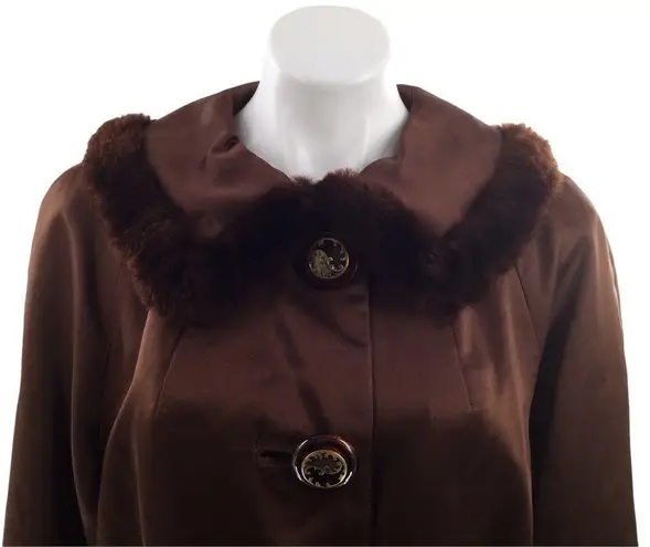 Vintage 1920s Art Deco Fur and Silk chocolate Brown Coat Size undefined