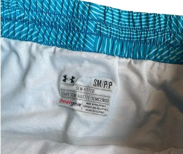 Under Armour  Women’s M Abstract Print Running Shorts Aqua Blue Lined Athletic