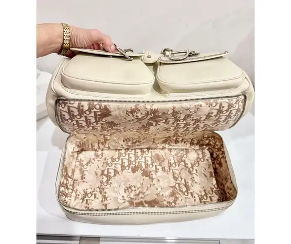 Christian Dior Leather Large Detective Gaucho Saddle Handbag Cream