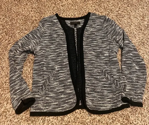 J.Crew Black White Textured Knit Open Front Blazer Jacket