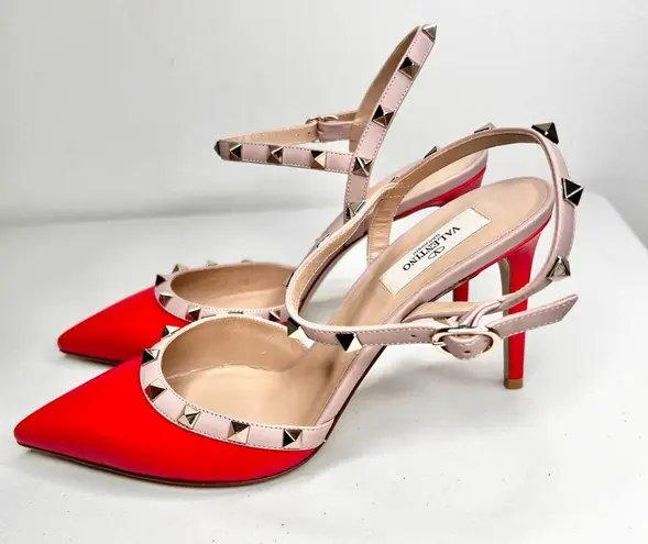 Valentino Garavani NWT  Kitten Sling Back Rockstud Pump Heels Size 40/ 9.5