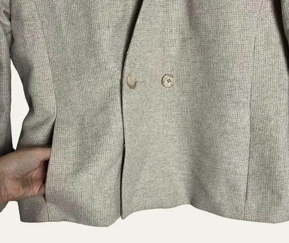 Vintage E.H. Woods Wool Blend Double Breasted Beige Blazer Jacket Size 12