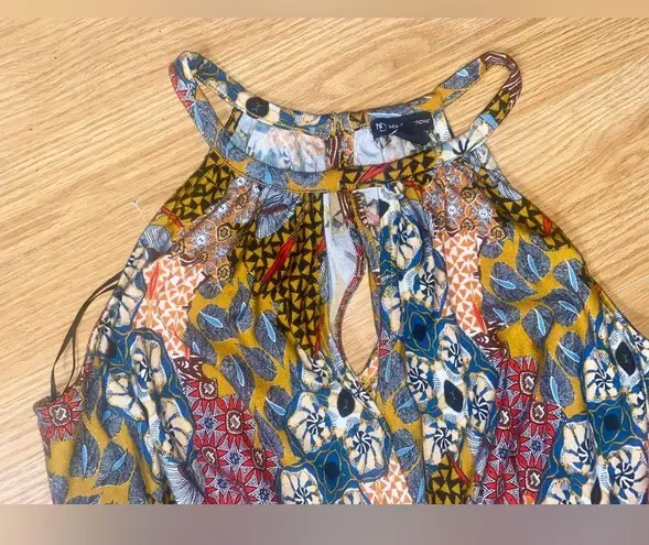 🏷️🏷️EUC Large NEW DIRECTIONS MULTI COLORED PATTERNED CROPPED JUMPSUIT PANTSUIT