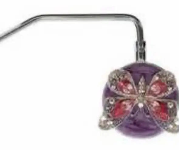 Spring Street Butterfly Purple Enameled Bag Hook Table Hanger