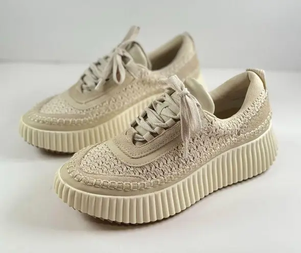 Dolce Vita Dolen Womens Shoes Beige Knit Sneakers Chunky Low Top Fashion US 7.5 Tan