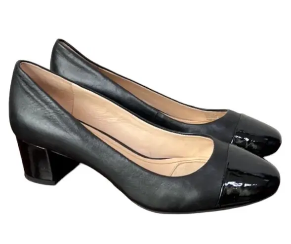 Alex Marie Black Leather Block Heel shoes Size 6.5