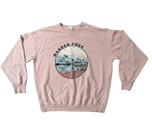 Flirtitude Active Wander Free Graphic Oversized Pink Cozy Sweatshirt Size S Boho