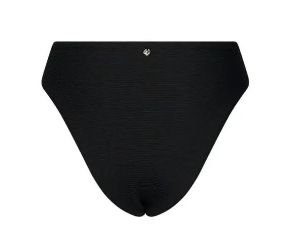 Seafolly High Rise Ribbed Black Bikini bottom Essentials 40609-640 Size 2 NWT