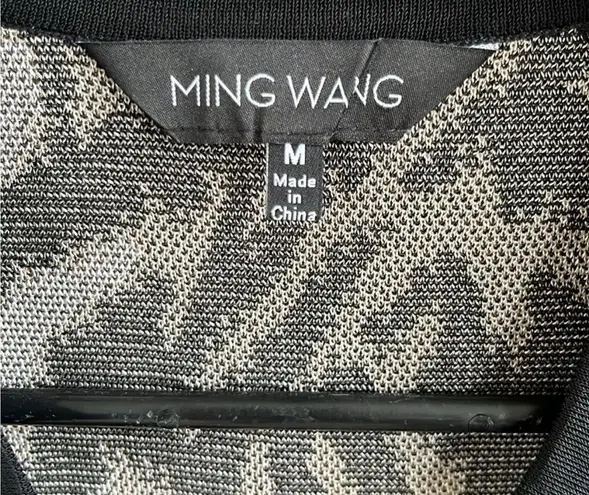 Ming Wang Like New Cardigan Sweater Black Taupe Ivory Size Medium