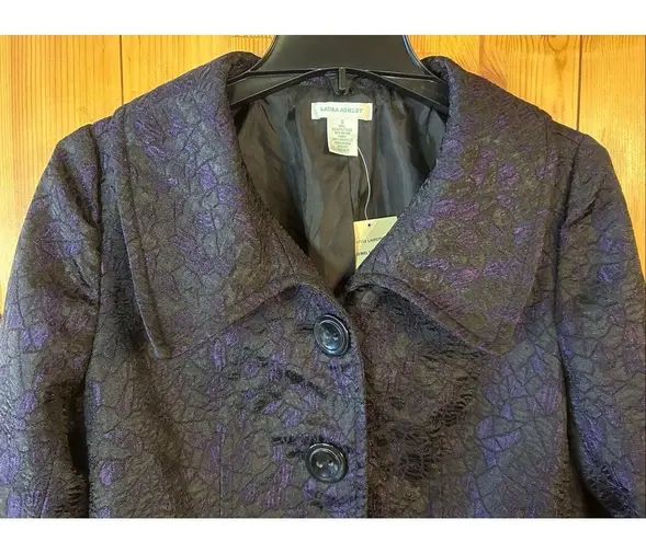 Laura Ashley Women’s Button Up Lined Blazer Purple Black NWT Size Small (5403)
