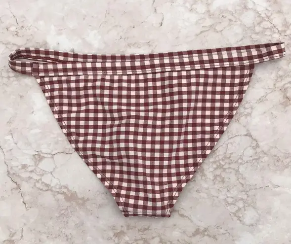 Topshop White and Brown Gingham Cheeky  Bikini Swim Bottoms