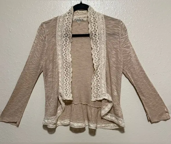 American Rag  Open Front Cardigan l Lace Trim - Image 1