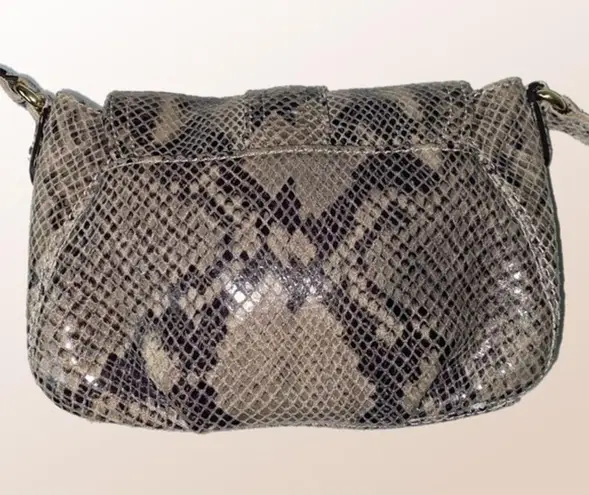Michael Kors MICHAEL  taupe & brown snake embossed leather crossbody purse VGUC