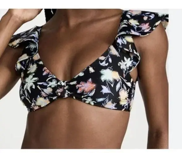 Tanya Taylor NWT Orelia Lily Haze Flutter Sleeves Bikini Top M Multicolor Black
