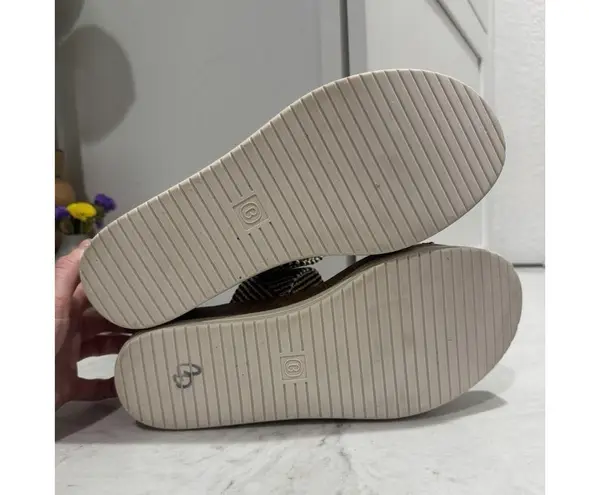 Bzees For Lifestride Resort Raffia Wedge Sandals Women's Sz 10 Black White Beige